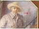 Miniature man painted portrait painting English hunter rifle Mahey XX