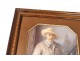 Miniature man painted portrait painting English hunter rifle Mahey XX