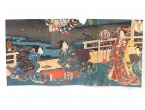 Print Japanese Ukiyo-e Utagawa Kuniyoshi women coutisanes Edo Oiran 19th