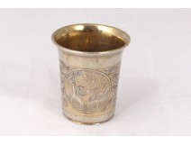 Cup vodka silver gilt Russian foreign hunter 46gr silver nineteenth