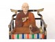 Japanese Buddhist monk polychrome wood sculpture rosary nenju XIX