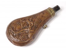 Powder horn EXTENDS copper brass monkey tree BA nineteenth century Paris