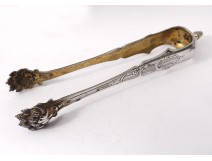 Solid silver sugar claw Minerve legs lions flowers silver XIXth century