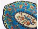 Plate faience enamels Longwy decoration bird flowers branch 20th century