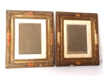 Pair of wood frames stucco gilt antique french frame 19th century