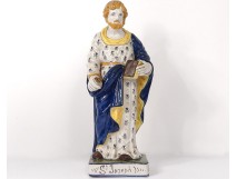 Statuette faience HB Quimper Saint-Joseph XIXth century