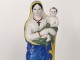 Statuette Virgin with child Jesus Saint Mary faience Quimper XIXth century