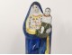 Statuette Virgin with Child Jesus Holy Mary faience Quimper XIXth century