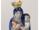 Statuette Virgin Child Jesus Virgin Mary Mother God faience Quimper XIX