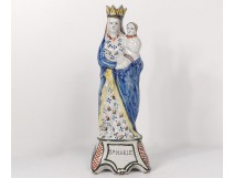 Statuette Virgin Child Jesus Saint Mary faience Quimper XIXth century