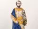 Statuette faience Quimper Saint-Joseph PPN flowers hermines XIXth century