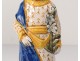 Statuette faience Quimper Saint-Joseph PPN flowers hermines XIXth century