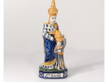 Small statuette faience HB Quimper Sainte-Anne Marie XIXth century