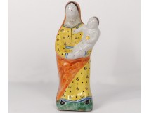 Statuette faience Nevers Virgin Child Jesus Saint Mary XIXth century