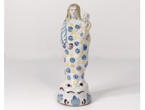 Small statuette faience Nevers Virgin Child Jesus Mary XIXth century