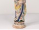 Statuette faience Holy Virgin Mary Child Jesus signed XIXth century