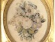 Table embroidery frame wood stuqué gilded bouquet flowers Empire frame XIXth c.