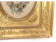 Table embroidery frame wood stuqué gilded bouquet flowers Empire frame XIXth c.