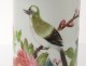 Vase Roll porcelain chinese birds flowers poem China signed XXth