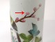 Vase Roll porcelain chinese birds flowers poem China signed XXth