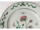 Plate porcelain Company of the Indies family green flowers butterflies XVIIIth