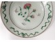 Plate porcelain Company of the Indies family green flowers butterflies XVIIIth