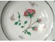 Plate porcelain Company of the Indies family green flowers butterflies XVIIIth