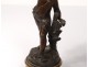 Pair sculptures bronze subjects two children cherubs Berthoz marble XIXth c.