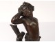 Pair sculptures bronze subjects two children cherubs Berthoz marble XIXth c.