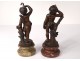 Pair sculptures bronze subjects two children cherubs Berthoz marble XIXth c.