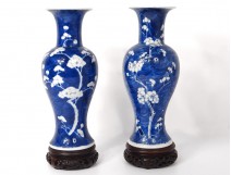 Pair small vases balusters porcelain China prunus Kangxi Yongzheng 18th