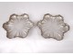 Pair flat Louis XV silver cups Minerva shells 844gr XIX