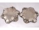 Pair flat Louis XV silver cups Minerva shells 844gr XIX