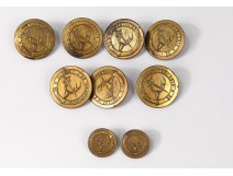 Lot 9 buttons venery hunting delivered cerf Everywhere J&#39;en Suis Normandy XIXth