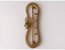 Buckle belt buckle golden serpent turquoise Art Nouveau buckle XIX