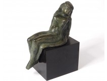 Sculpture bronze Lucile Passavant woman nude baigneuse Valsuani marble XXth