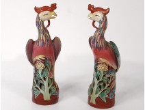 Pair sculptures Chinese porcelain birds phoenix China Chinese XIXth c.