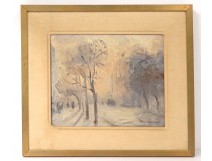 HST picture snowy landscape view Paris characters Demeurisse painting XXè