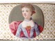 Small enamel enamel polychrome portrait elegant woman flowers brass XIXth