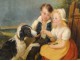 HST romantic pastoral scene kids and dog nineteenth