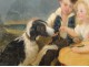 HST romantic pastoral scene kids and dog nineteenth