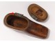 Snuffbox wood carved shoe boots folk art french snuffbox XIXth