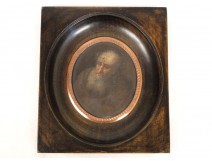 Copper portrait miniature painted on old man seventeenth