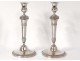 Pair candlestick torch candlesticks Empire solid silver 906gr XIXth