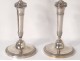 Pair candlestick torch candlesticks Empire solid silver 906gr XIXth