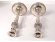 Pair candlestick torch candlesticks Empire solid silver 906gr XIXth