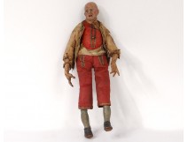 Santon Neapolitan wood polychrome bald man sculpture XVIIIth century