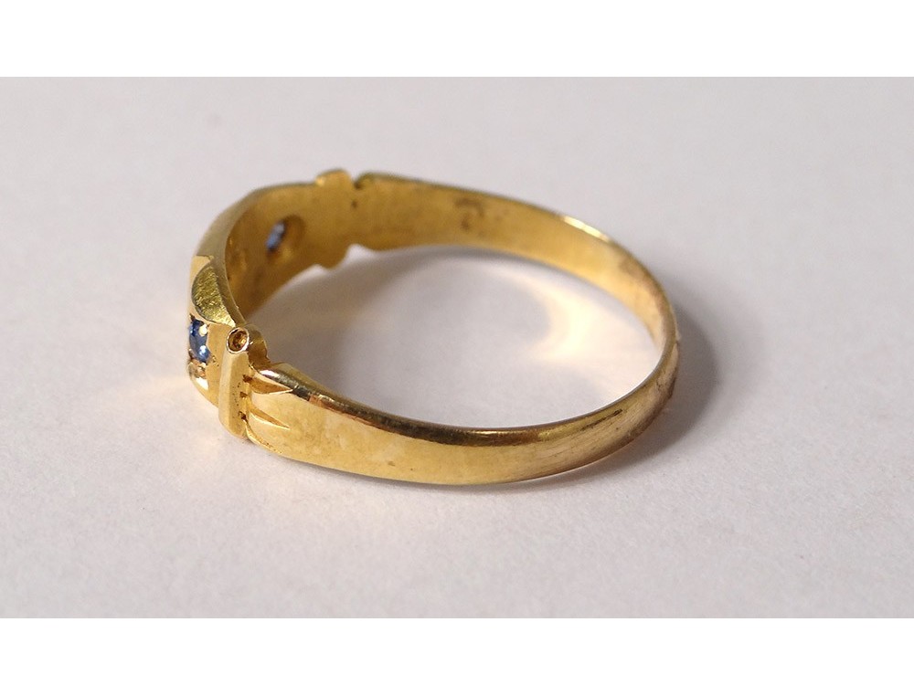 Ring alliance gold 18 karat diamond sapphires 2,76gr 1900 XXth century