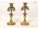 Pair of gilt brass candlesticks palmettes eighteenth