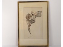 Drawing charcoal character man dancer costume drawing 20th century